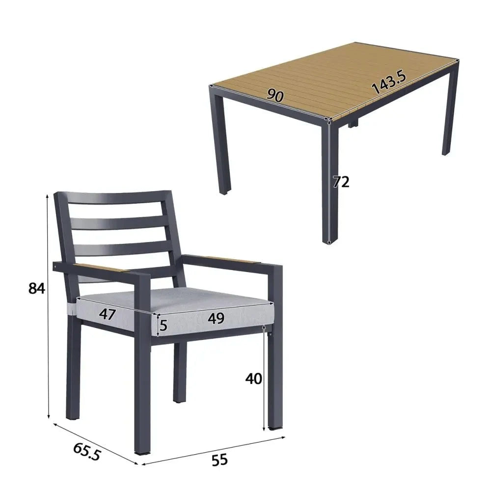 Mobilier de jardin en bois robuste 6 places