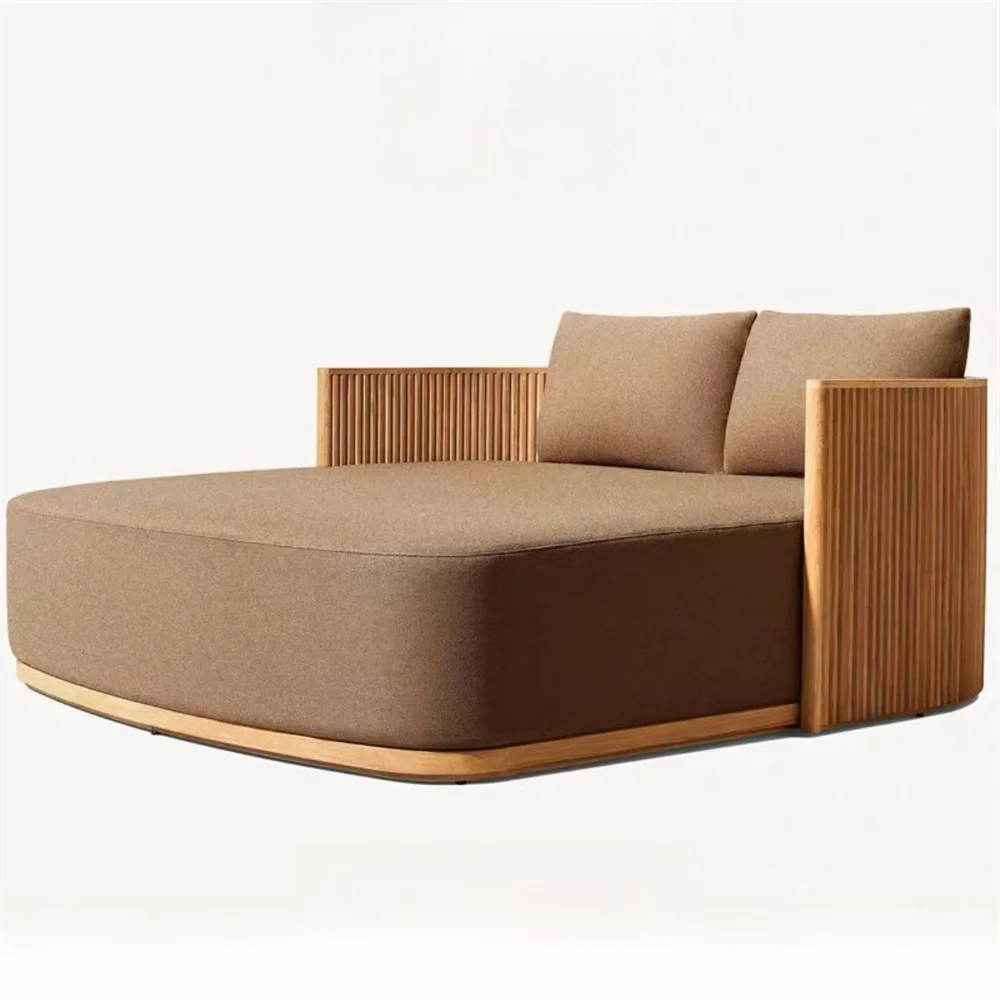 Canapé d'angle en teck pour terrasse