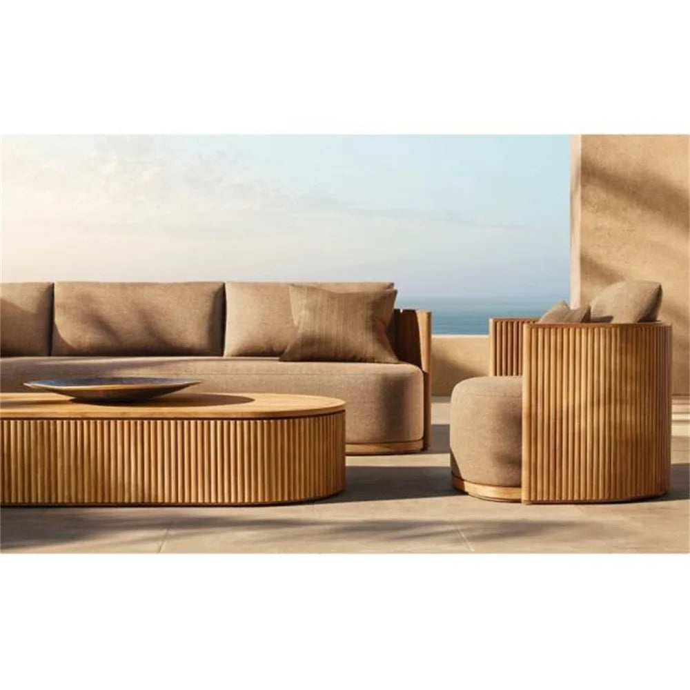 Canapé d'angle en teck pour terrasse
