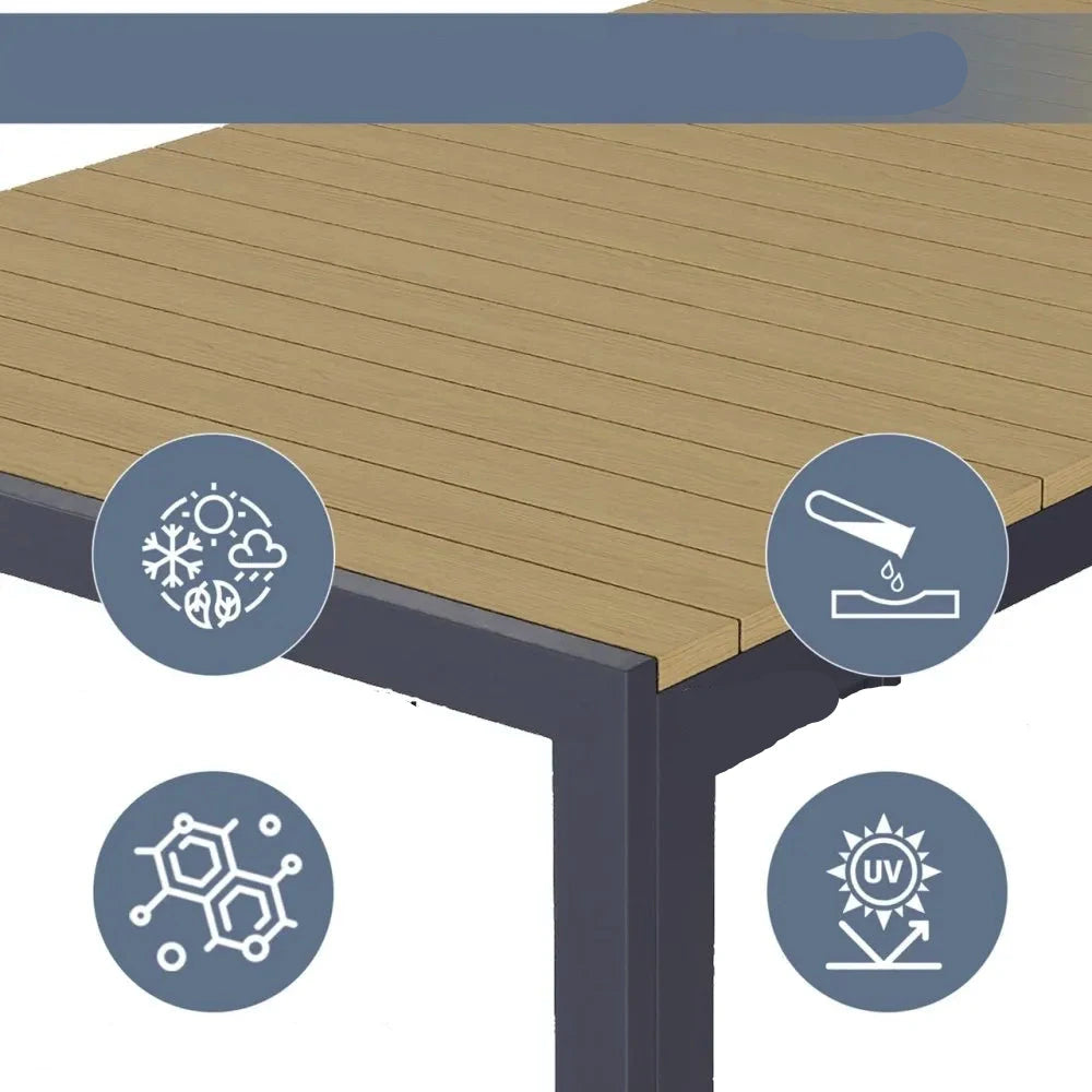 Mobilier de jardin en bois robuste 6 places