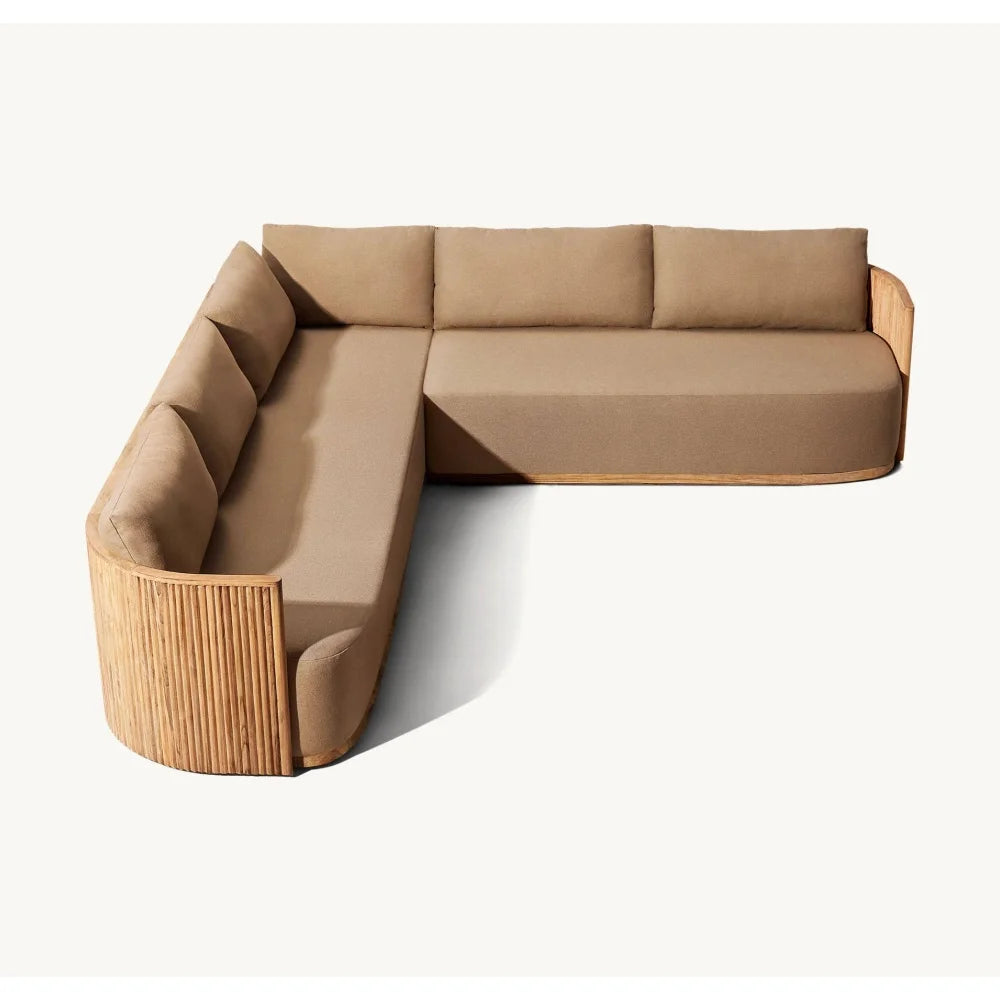 Canapé d'angle en teck pour terrasse